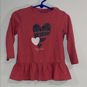 KITZBERG Infant Girls 18-24mo Happiness Hearts Long Sleeve Tunic Ruffles Pink